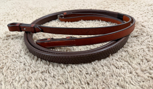 Armas Rubber English Reins – Chestnut – Long – New Without Tags