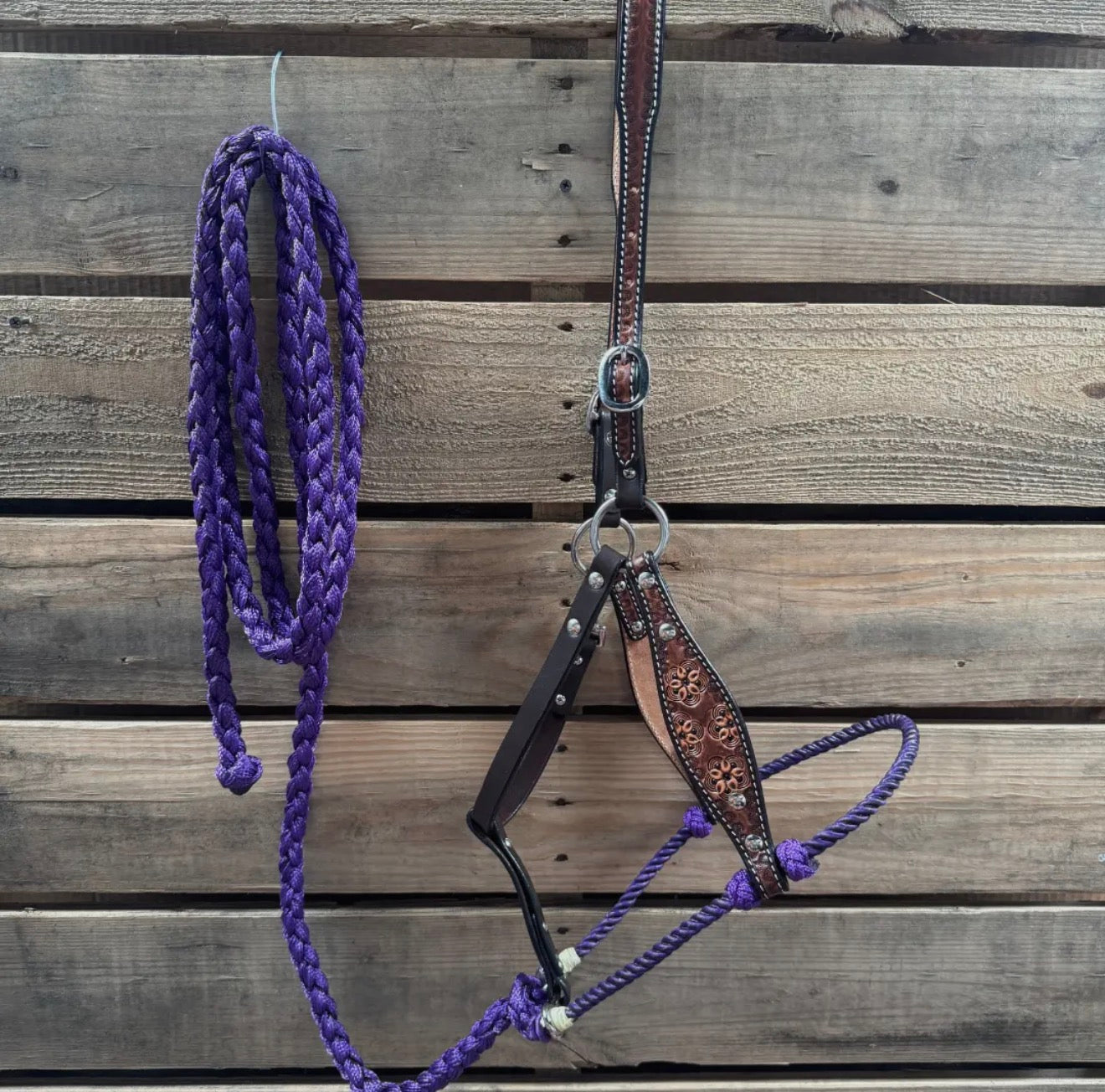 Flower Power Hybrid Lariat & Leather Combo Halter