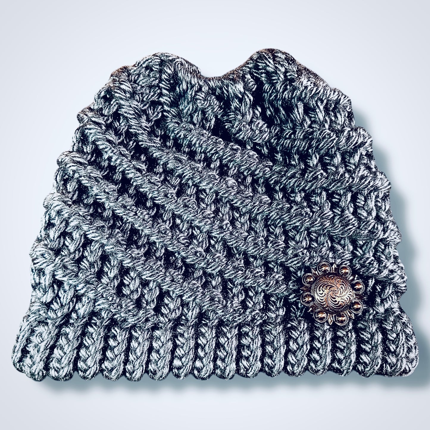 Handmade Ponytail Beanie with Concho