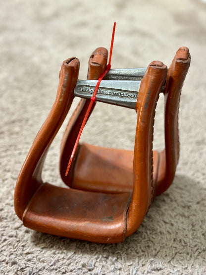 Straight Times Stirrups - Angled Roping Leather Stirrups
