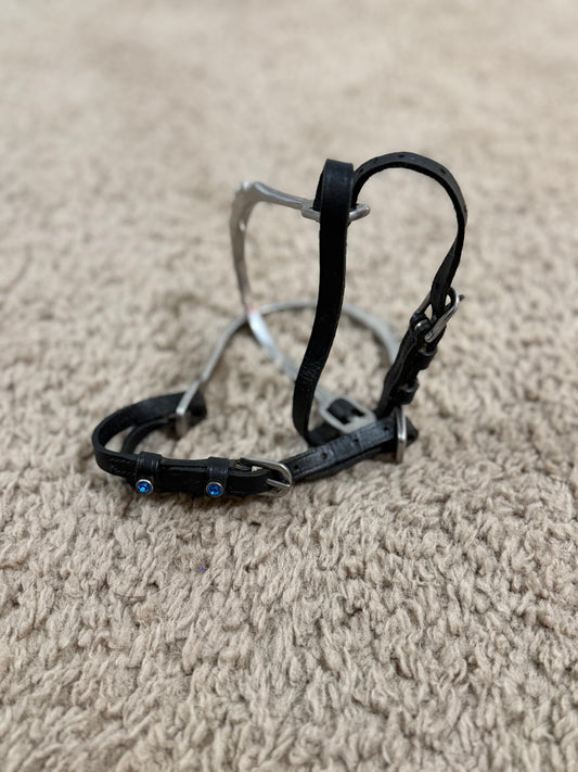 Dressage Spurs with Leather Straps – Blue Crystal Accents – Used