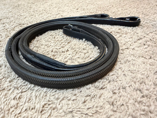 English Rubber Grip Reins – Black