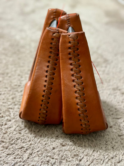 Straight Times Stirrups - Angled Roping Leather Stirrups