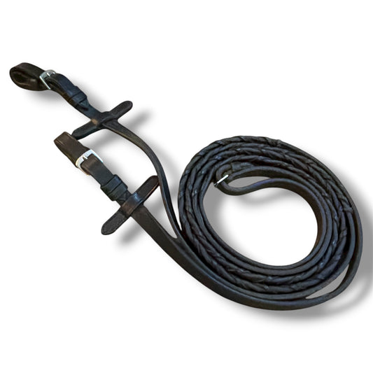 Used Black Leather English Reins with Martingale Stops – Approx. 60”