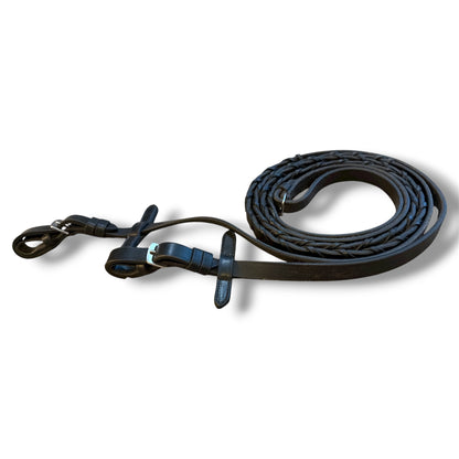 Used Black Leather English Reins with Martingale Stops – Approx. 60”