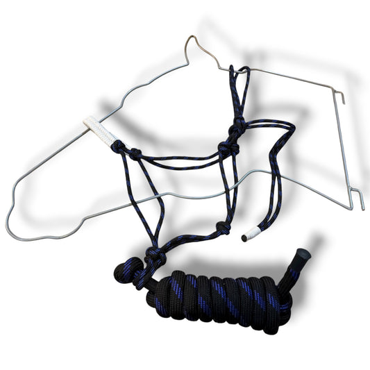Poly Rope Tied Adjustable Halter with 8 Ft Lead Rope