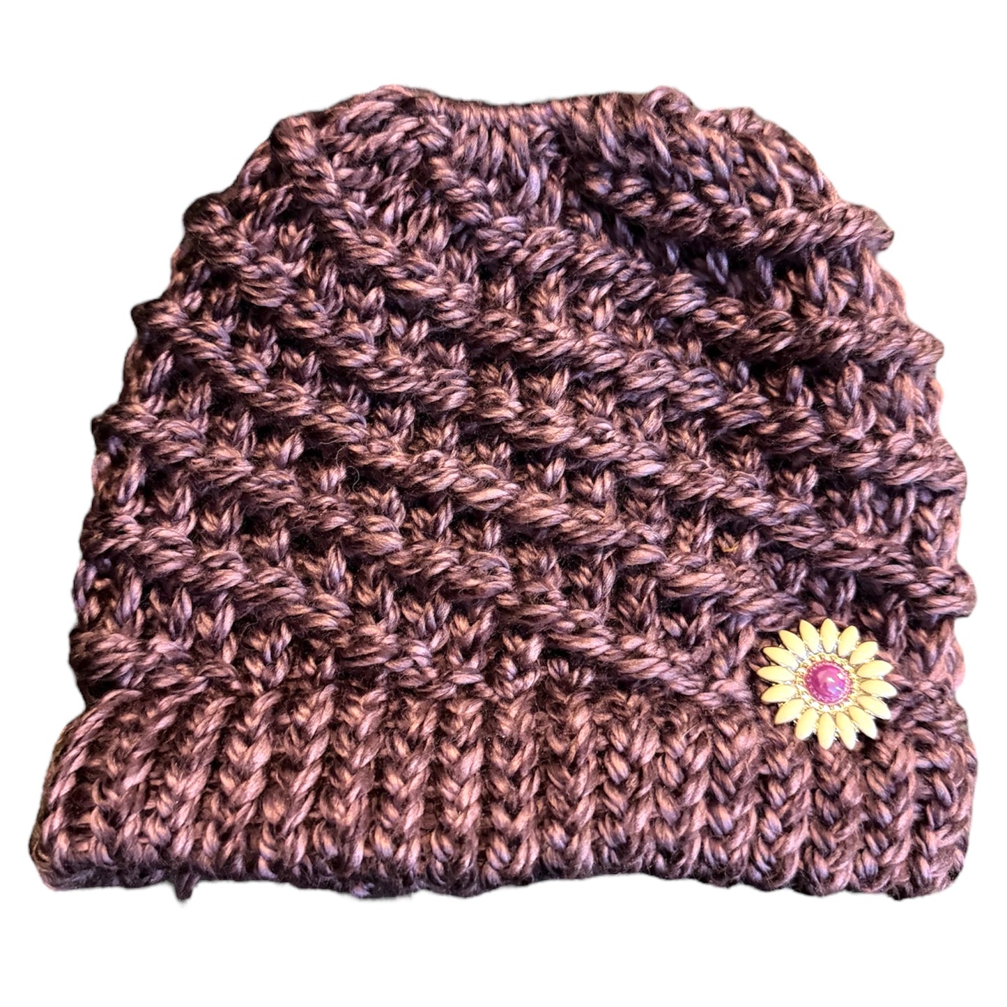 Handmade Ponytail Beanie with Concho