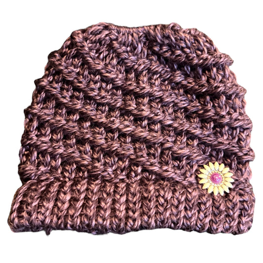 Handmade Ponytail Beanie with Concho
