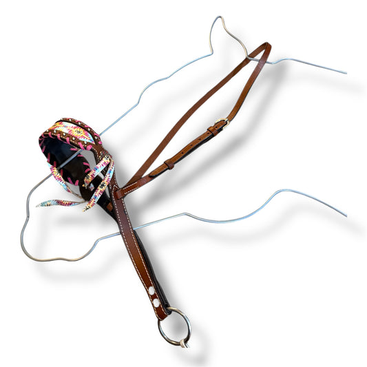 Used Leather Tie Down Noseband with Vinyl Overlay