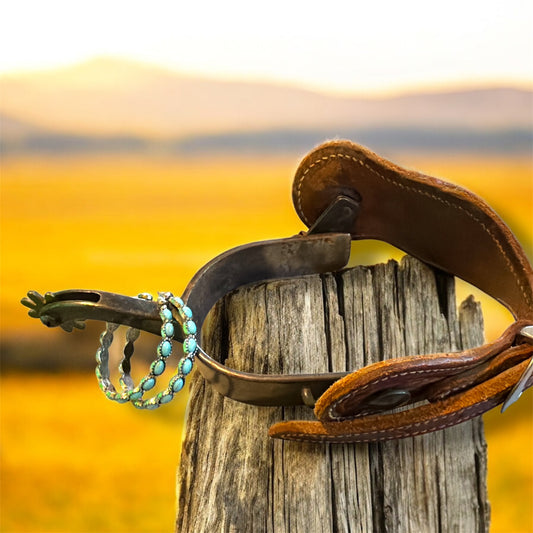 Western Faux Turquoise Hoop Earrings