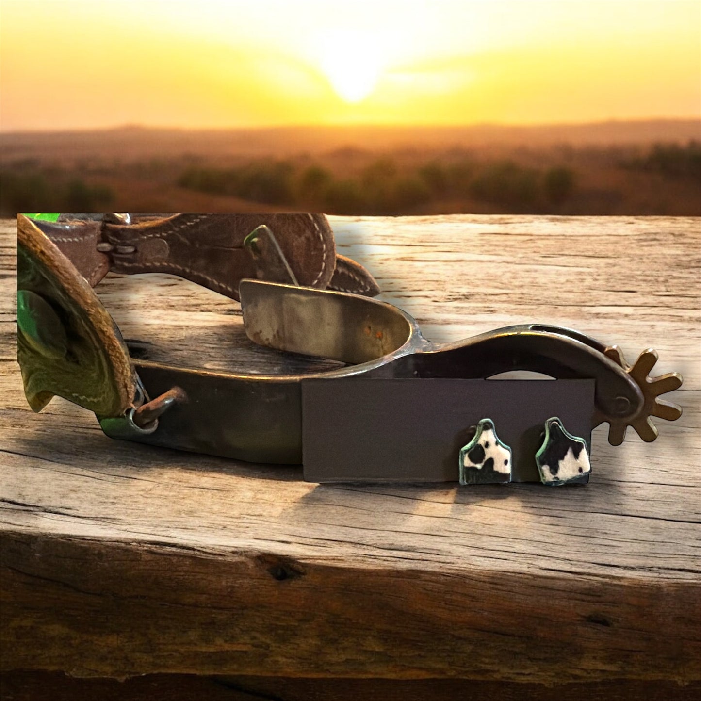 Faux Cowhide Cow Tag Earrings