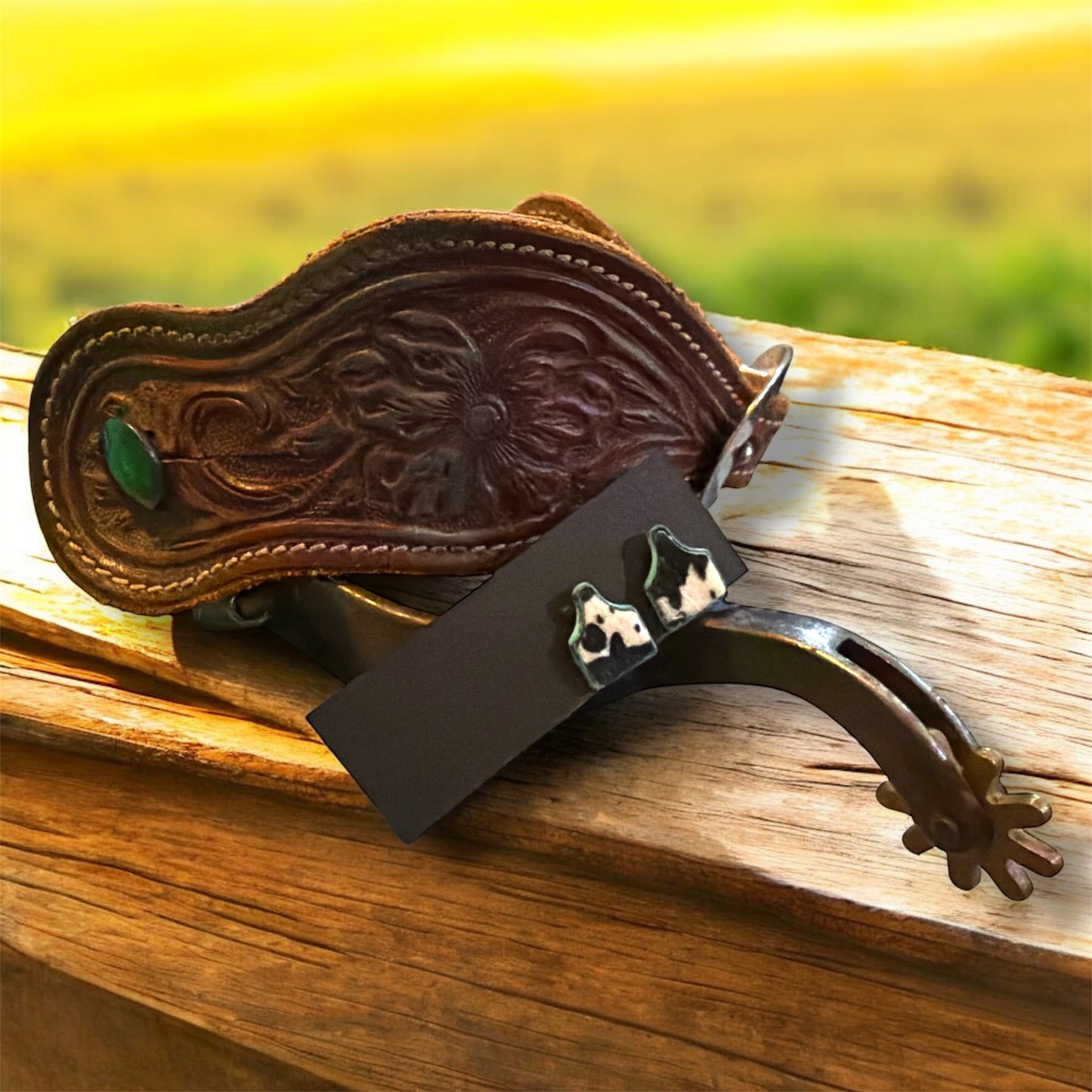 Faux Cowhide Cow Tag Earrings