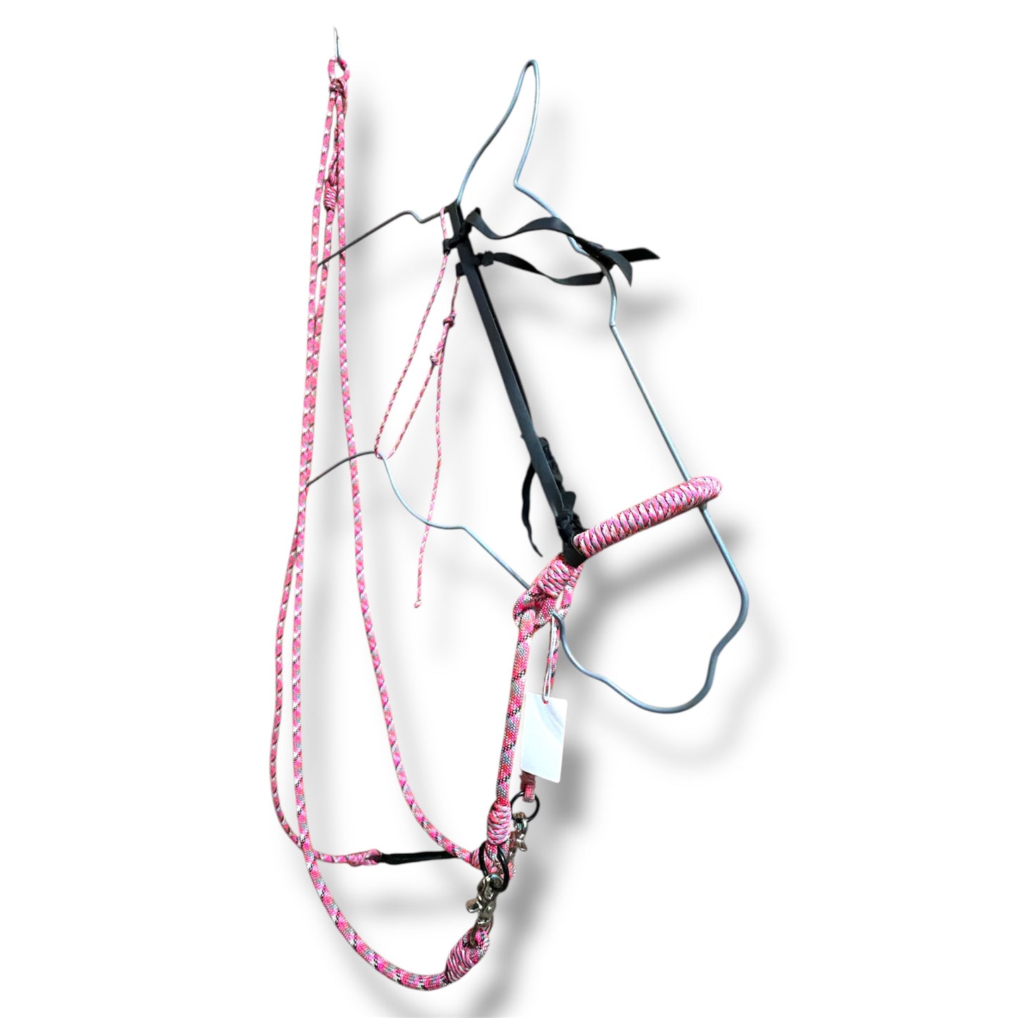 Leather Headstall with Rope Side Pull & Matching Romel Reins – Cob Size