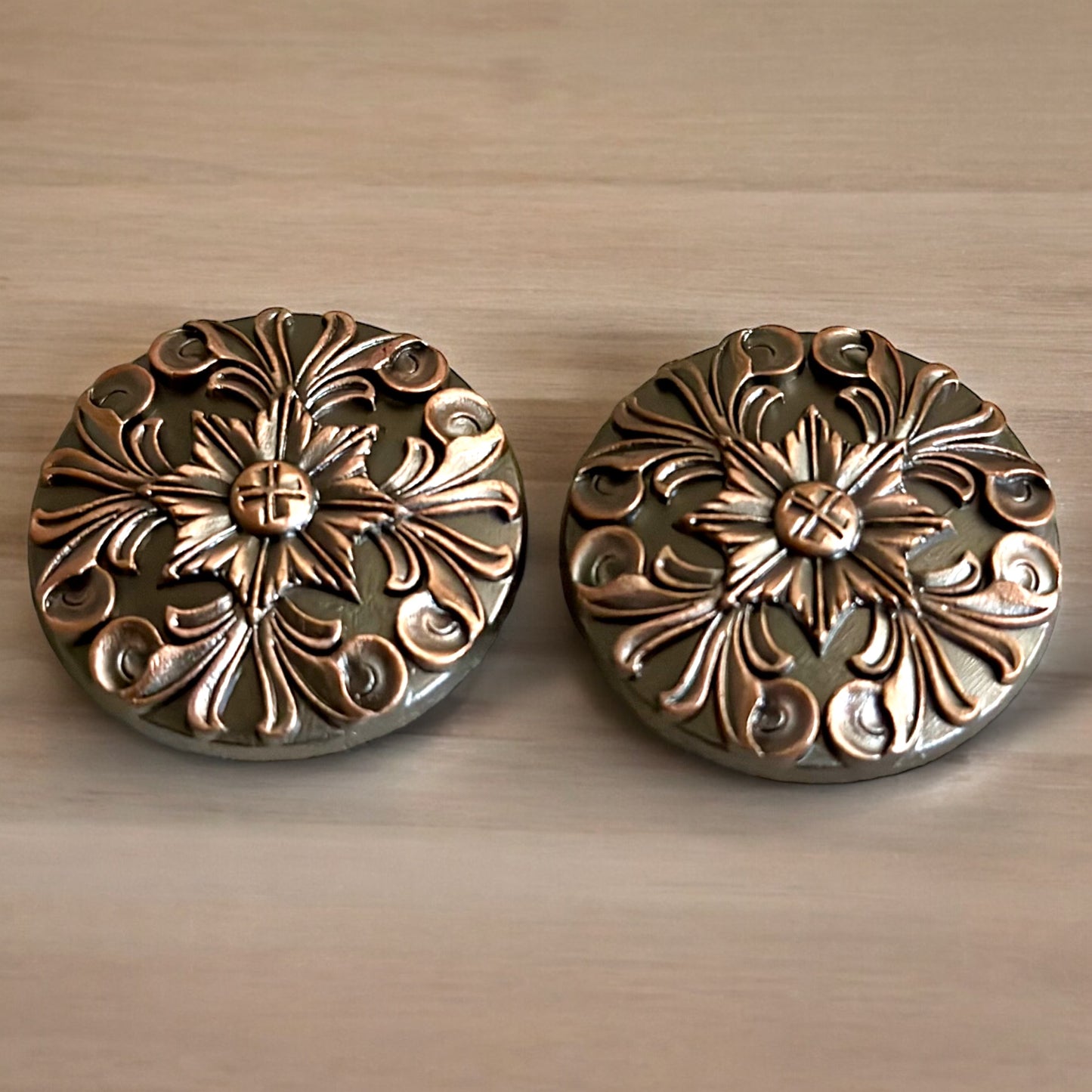 2 Pack Floral Copper Finish Conchos