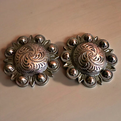 2 Pack COPPER 1-1/4" Copper Western Floral Berry Conchos