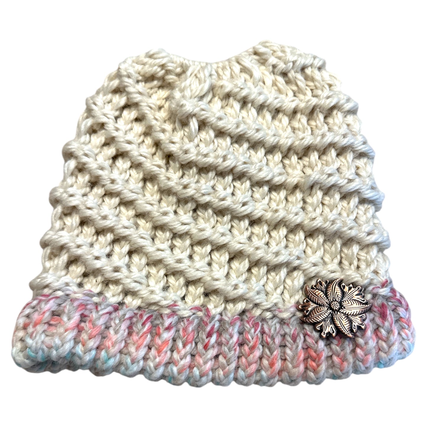Handmade Ponytail Beanie with Concho