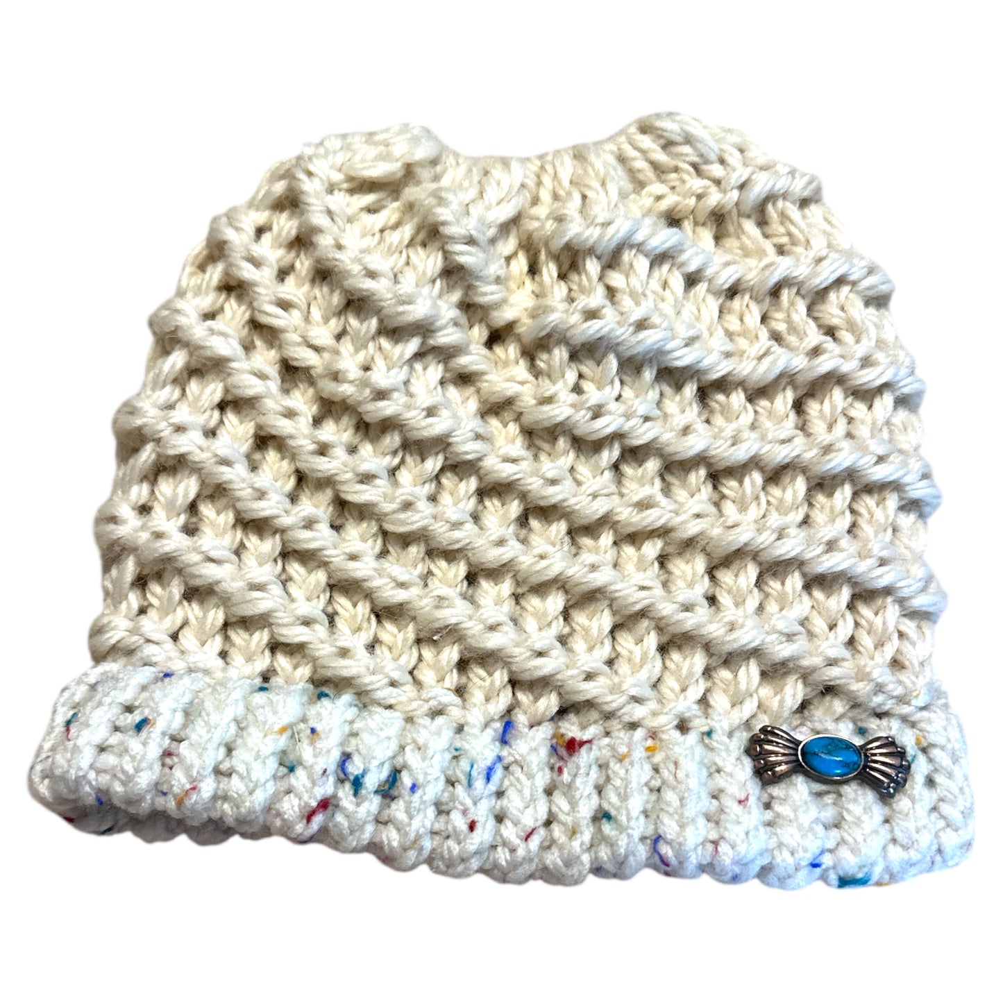 Handmade Ponytail Beanie with Concho