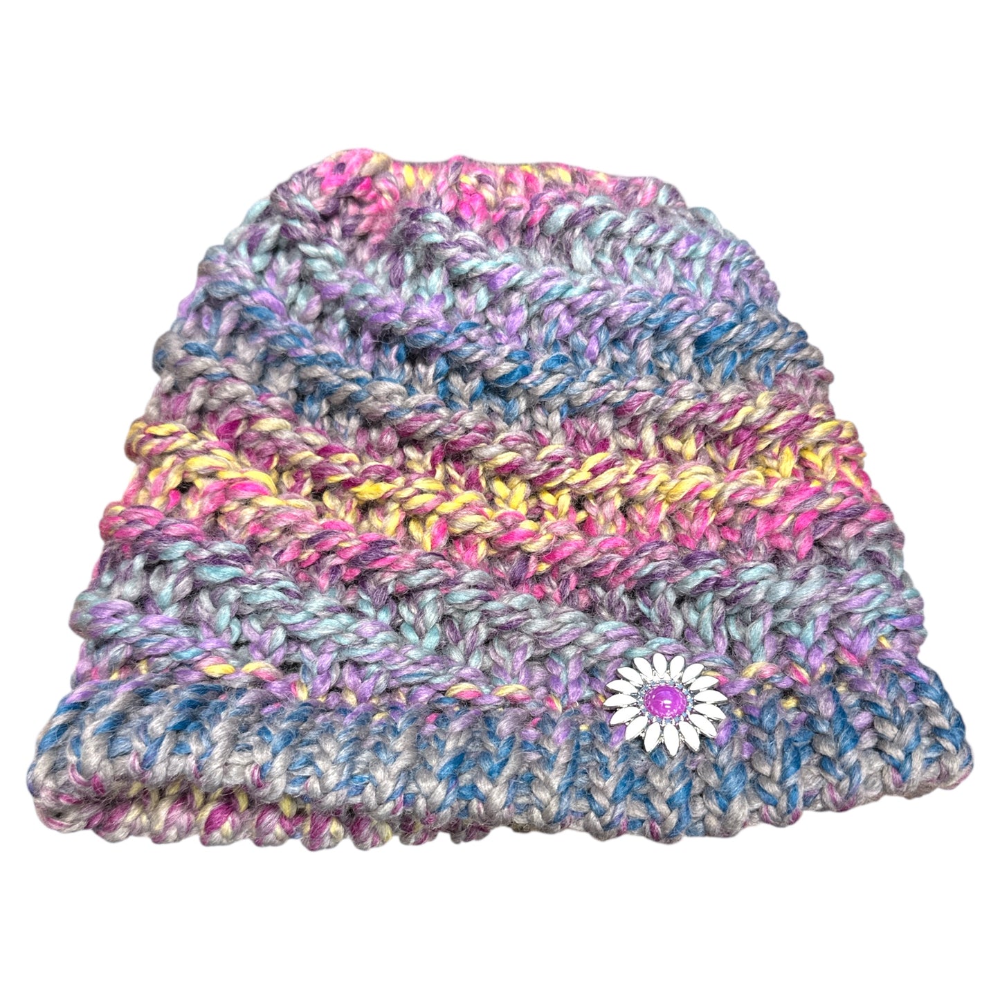 Handmade Ponytail Beanie with Concho