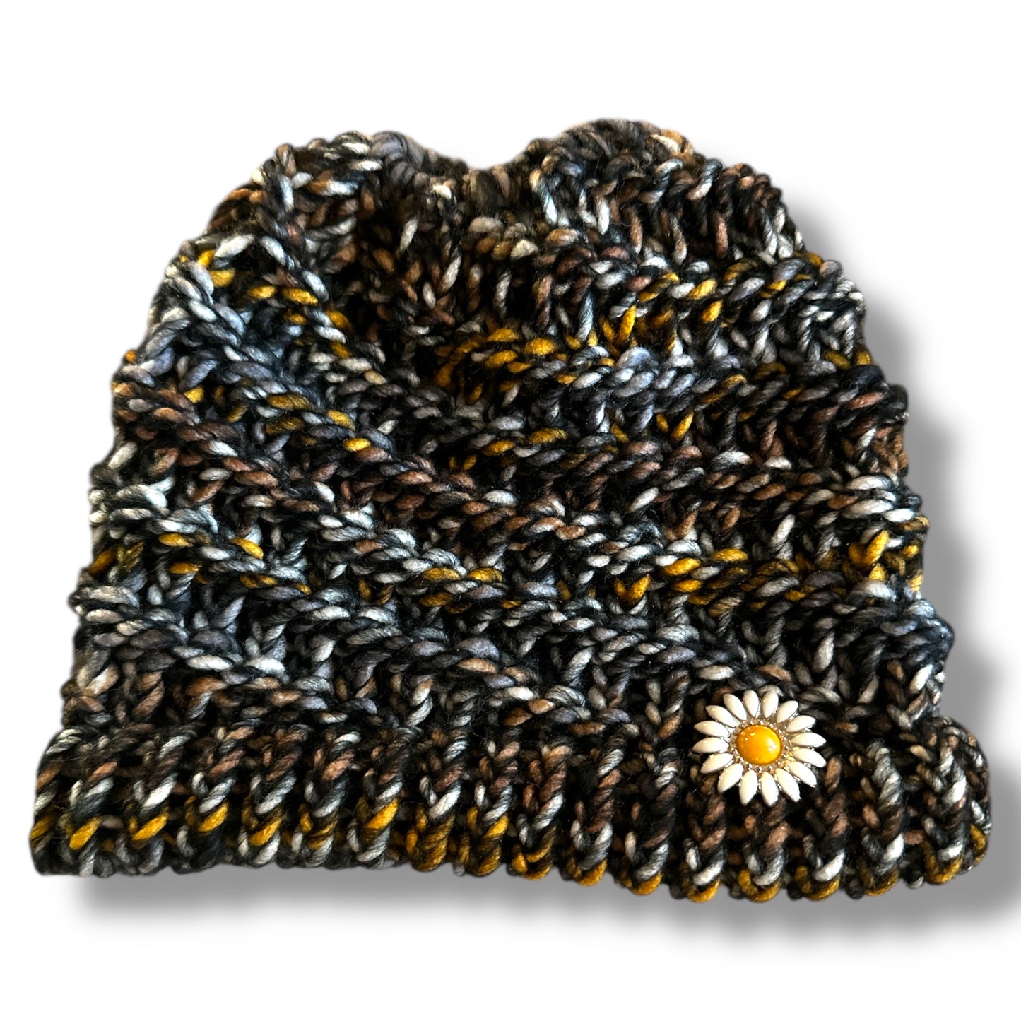 Handmade Ponytail Beanie with Concho