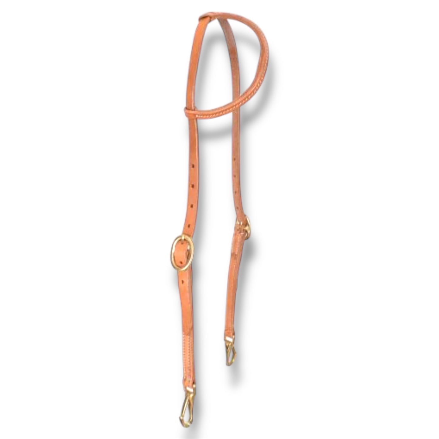 Harness Leather Single Ear Headstall with Quick Snap Ends