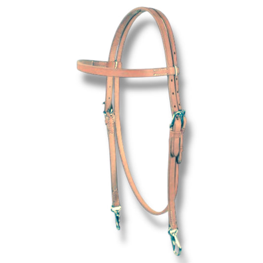 Harness Leather Browband Headstall with Quick Snap Ends