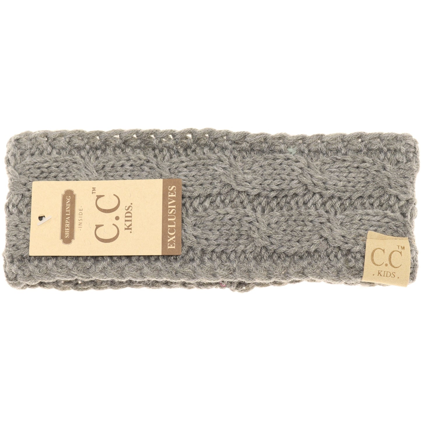 KIDS Sherpa Lined Cable Knit CC Head Wrap