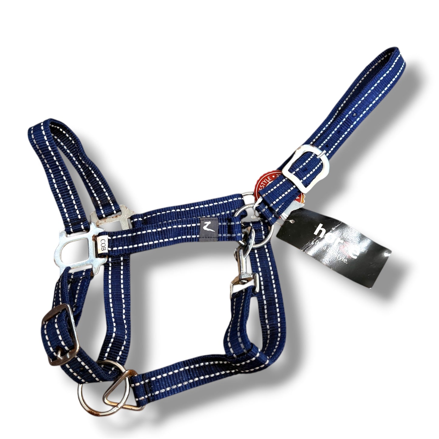NEW Horze Nylon Halter – Navy w/ Reflective Grey Stripes | Cob (Read Description)