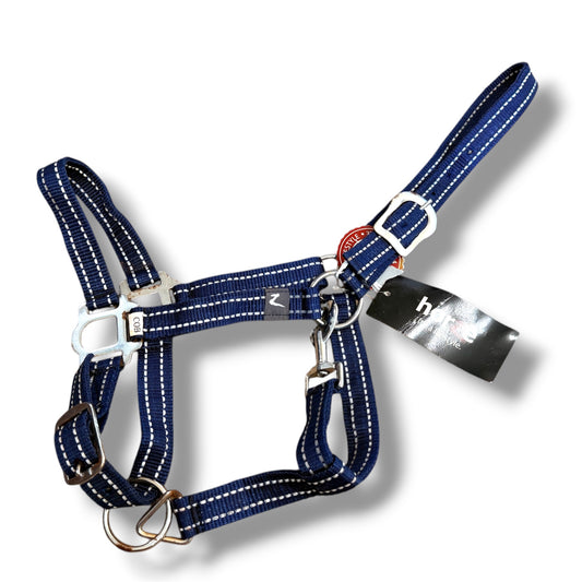 NEW Horze Nylon Halter – Navy w/ Reflective Grey Stripes | Cob (Read Description)
