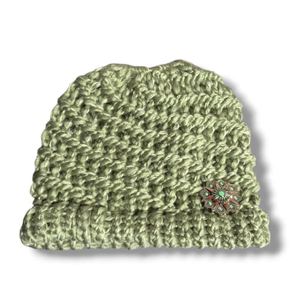 Handmade Ponytail Beanie with Concho