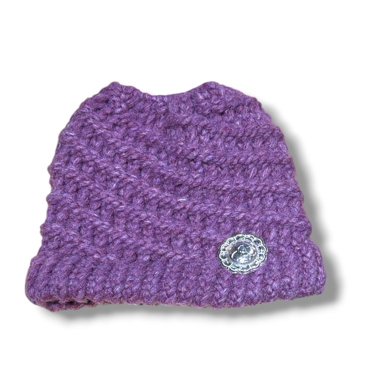 Handmade Ponytail Beanie with Concho