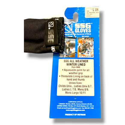 SSG All Weather Winter Lined Riding Gloves – Black (Style 9000)