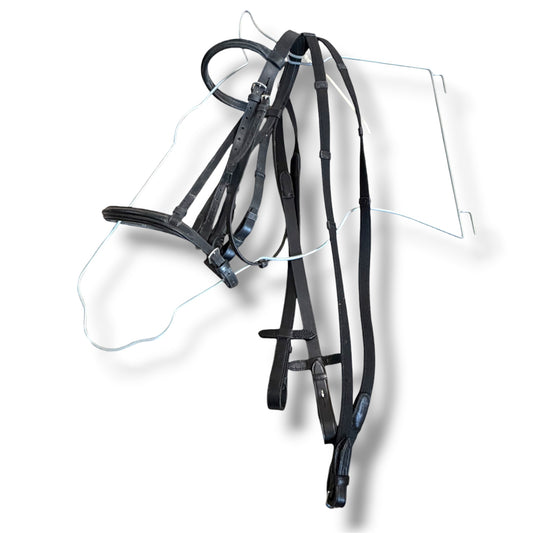 Used English Bridle Black Cob w/ Nylon Grip Reins by G Passier and Sohn Hanover