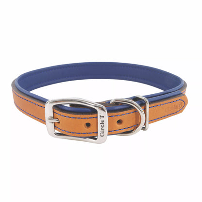 Circle T Layered Fashion Leather Dog Collar 14”