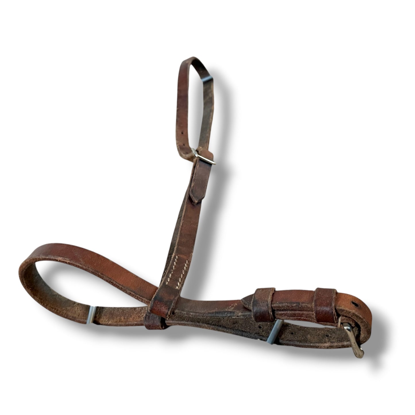 Used Harness Leather Cavesson with Roller Chin Buckle