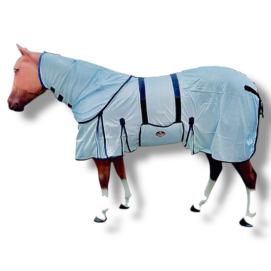 Light Blue & Navy UV Protection Mesh Fly & Mosquito Summer Sheet