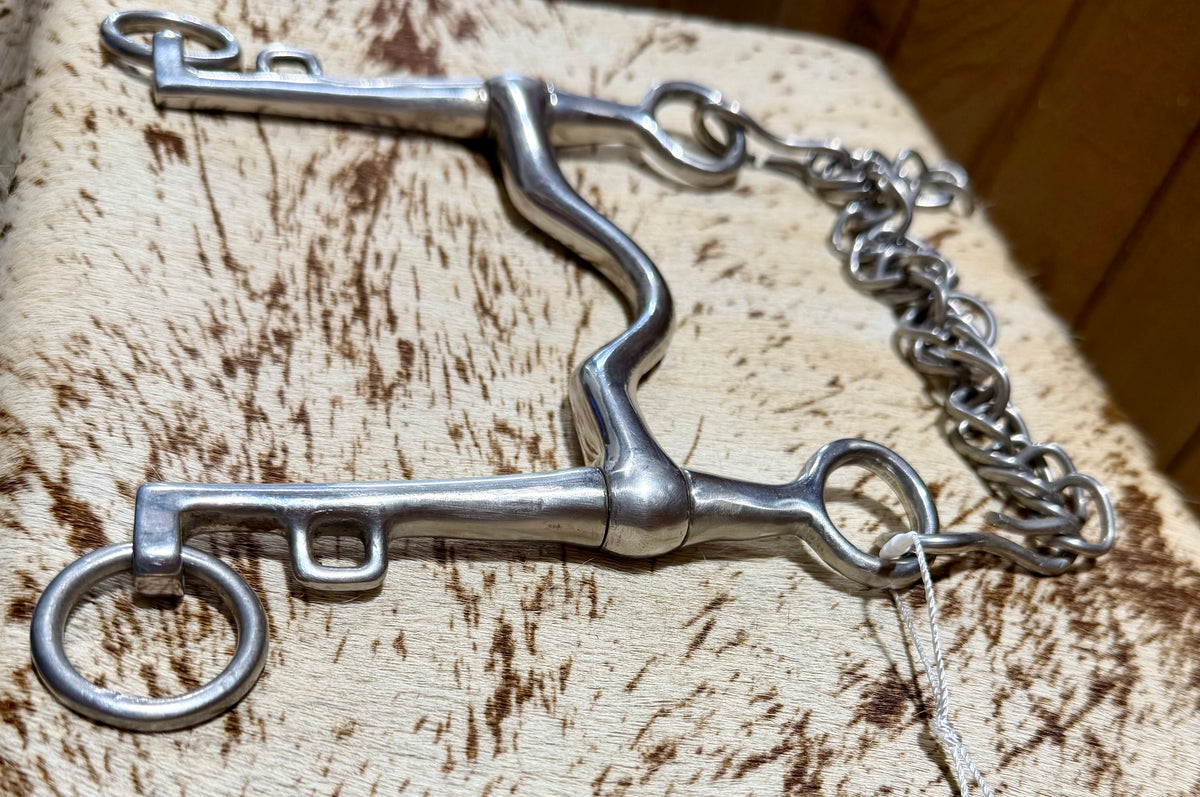 Used Medium Port Weymouth Bit with Curb Chain • 5”