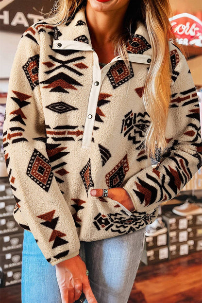 Aztec Half Zip Plush Sweatshirt