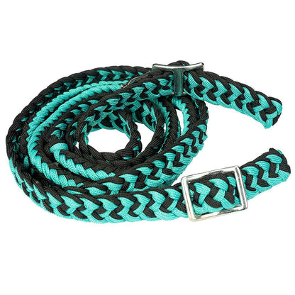 Braided Poly Barrel Reins – 8' Long with Grip Knots