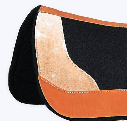 Western Wool Felt Saddle Pad with Cowhide Hair-On Hide Piece