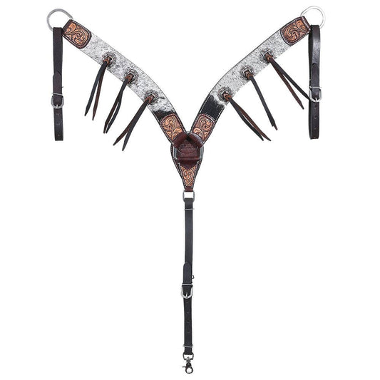 Cowhide Breastcollar with Conchos & Tassels