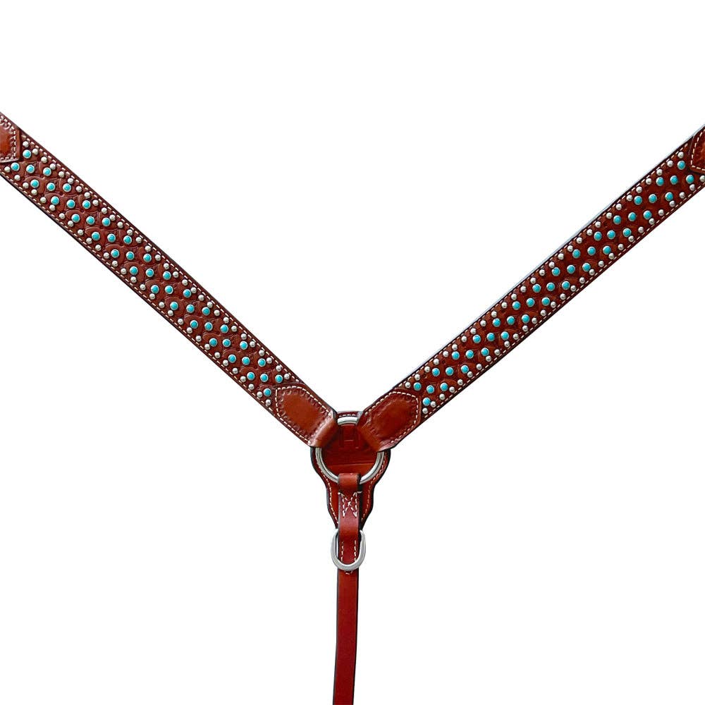 Premium Tooled Leather One Ear Headstall & Breastcollar Set