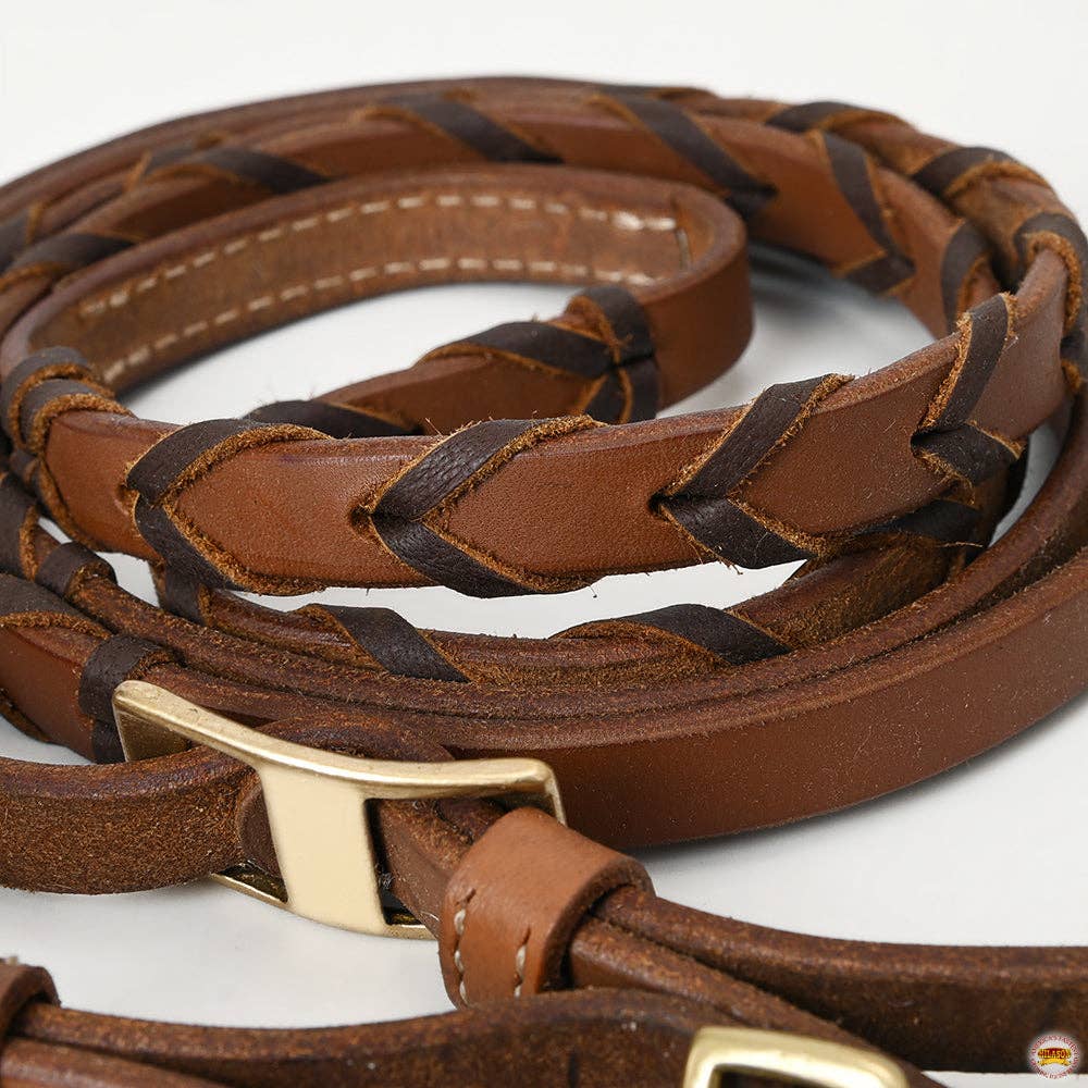 8' Leather Laced Barrel Roper Reins