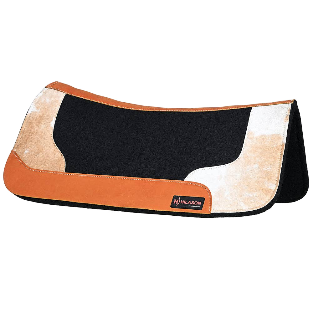 Western Wool Felt Saddle Pad with Cowhide Hair-On Hide Piece