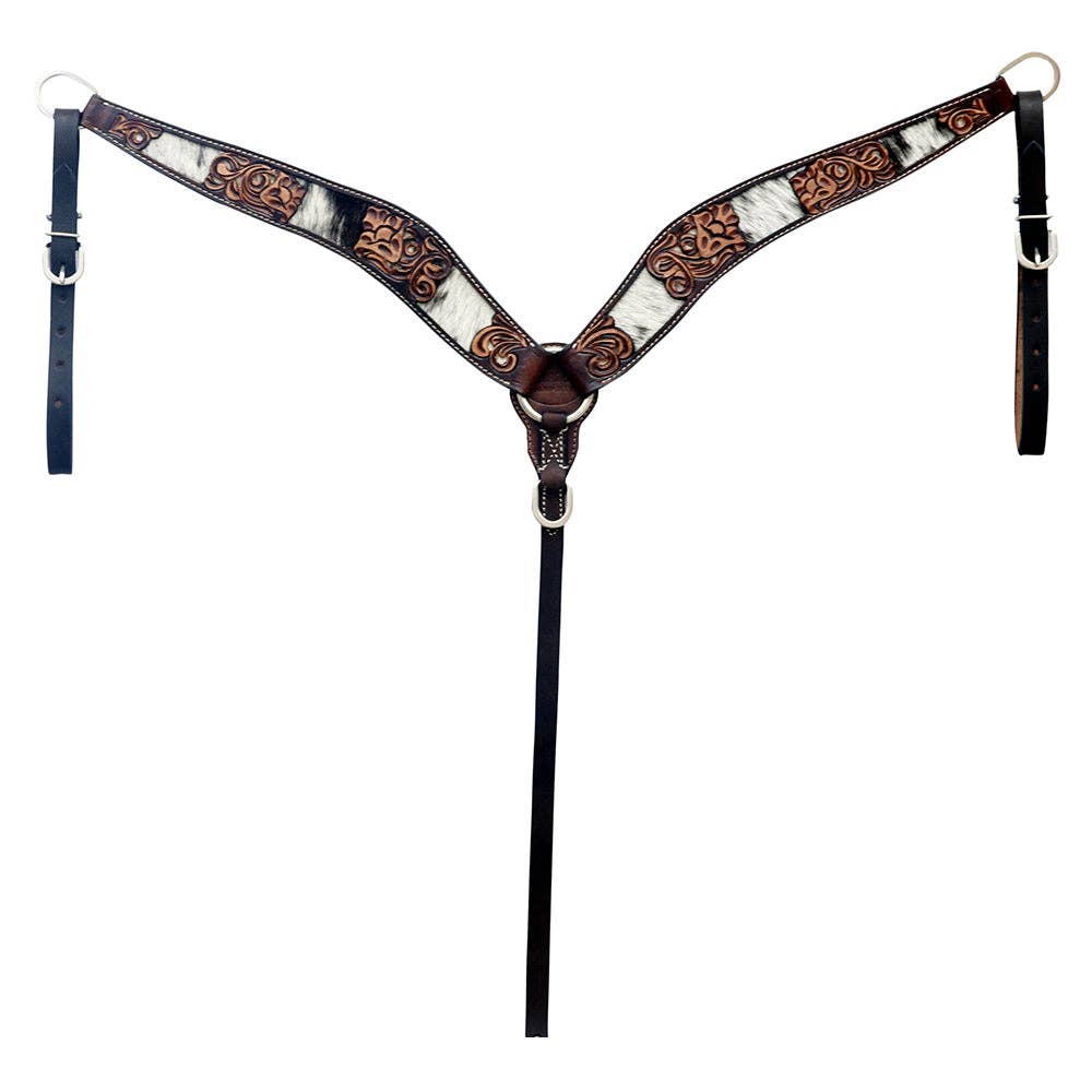 Hand Tooled Floral Hair-On Leather Breastcollar