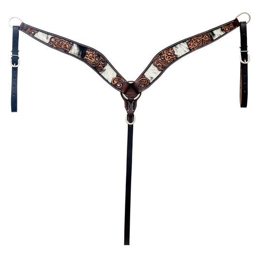 Hand Tooled Floral Hair-On Leather Breastcollar
