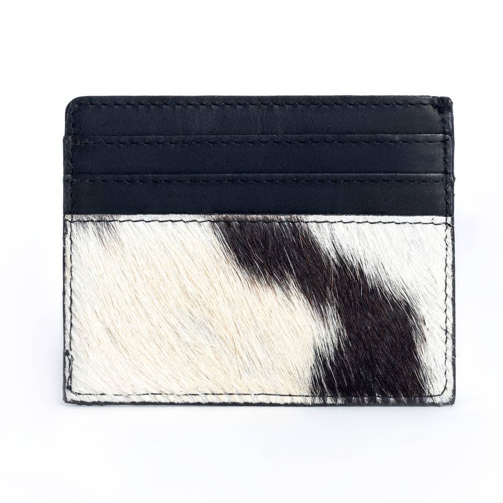 Cowhide Leather Credit Card Holder - Black