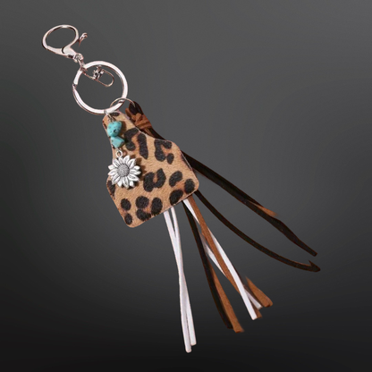 Cow Tag Tassel Vegan Leather Keychain