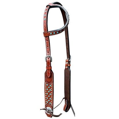 Premium Tooled Leather One Ear Headstall & Breastcollar Set