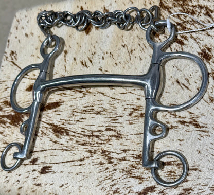 Polo Mullen Mouth Pelham Bit with Curb Chain • 5”