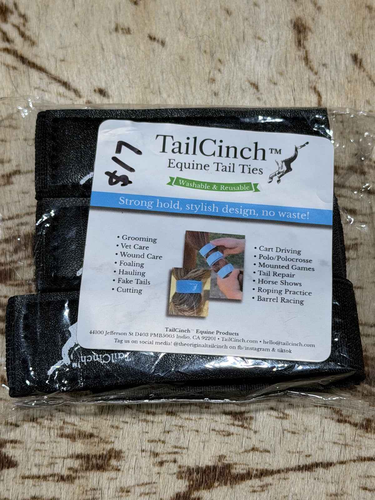 TailCinch™ Original Equine Tail Ties – Black – Set of 3 – New in Package